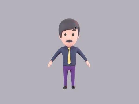Cartoon Male Character Rigged 080 3D Model
