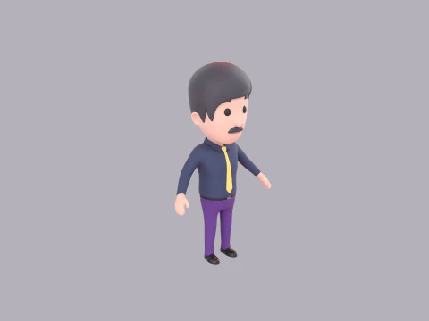Cartoon Male Character Rigged 080 3D Model