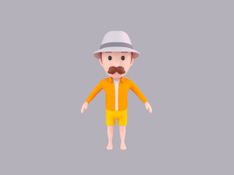 Cartoon Male Character Rigged 081 3D 模型