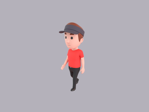 Cartoon Male Character Rigged 082 3D Модель