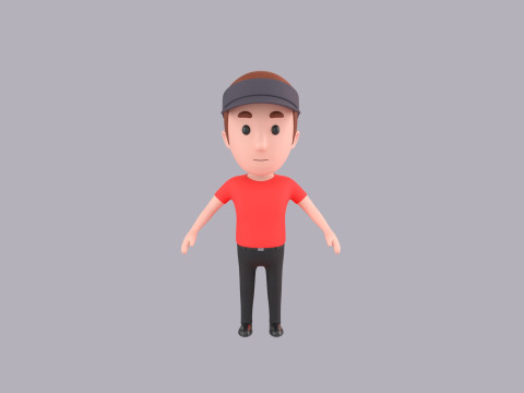 Cartoon Male Character Rigged 082 3D Модель