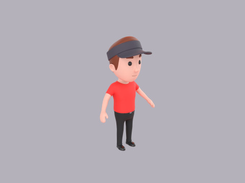 Cartoon Male Character Rigged 082 3D Модель