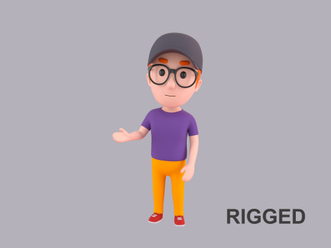 Cartoon Male Character Rigged 083 3D Model