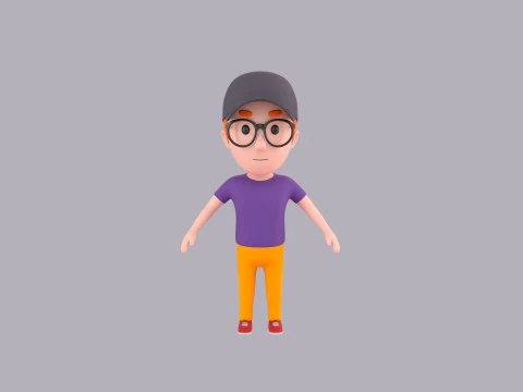 Cartoon Male Character Rigged 083 3D Model
