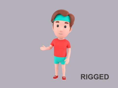 Cartoon Male Character Rigged 084 3D Model