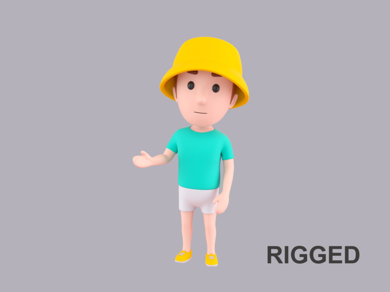 Cartoon Male Character Rigged 086 3D Model .c4d .max .obj .3ds .fbx .stl .blend