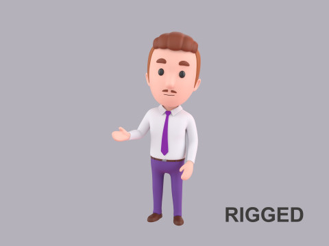 Cartoon Male Character Rigged 087 Model 3D