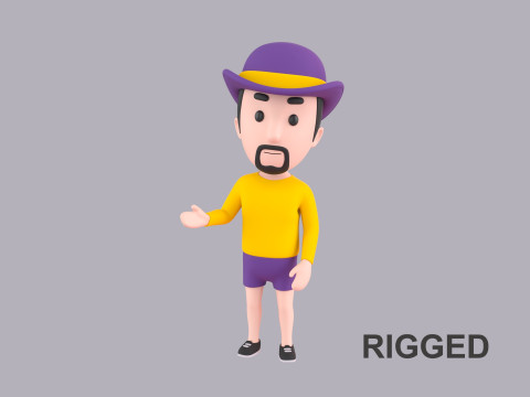 Cartoon Male Character Rigged 088 3D Model