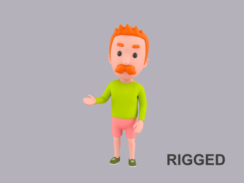 Cartoon Male Character Rigged 090 3D Model