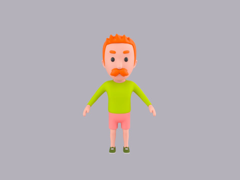 Cartoon Male Character Rigged 090 3Dモデル