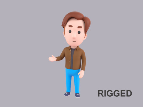 Cartoon Male Character Rigged 092 Model 3D