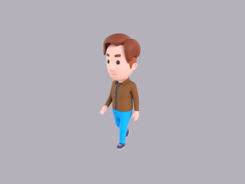 Cartoon Male Character Rigged 092 3D Model