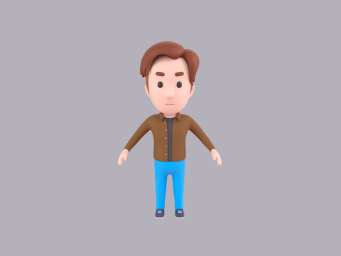 Cartoon Male Character Rigged 092 3D Model
