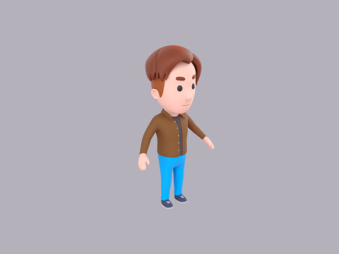 Cartoon Male Character Rigged 092 3D Model
