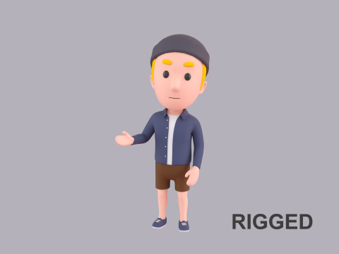 Cartoon Male Character Rigged 093 Model 3D