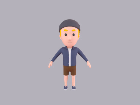 Cartoon Male Character Rigged 093 3Dモデル