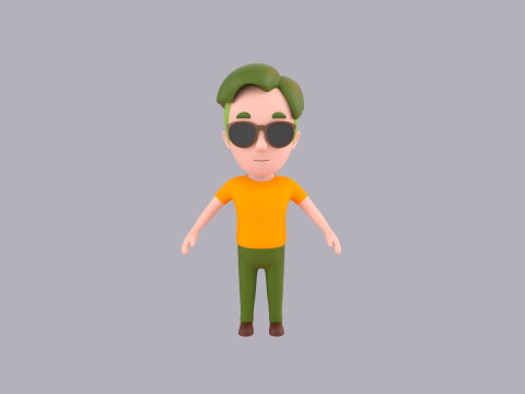 Cartoon Male Character Rigged 094 3D Model