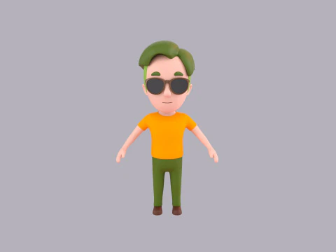 Cartoon Male Character Rigged 094 3D Model