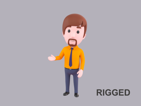 Cartoon Male Character Rigged 095 Model 3D