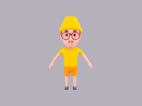 Cartoon Male Character Rigged 096 3D मॉडल