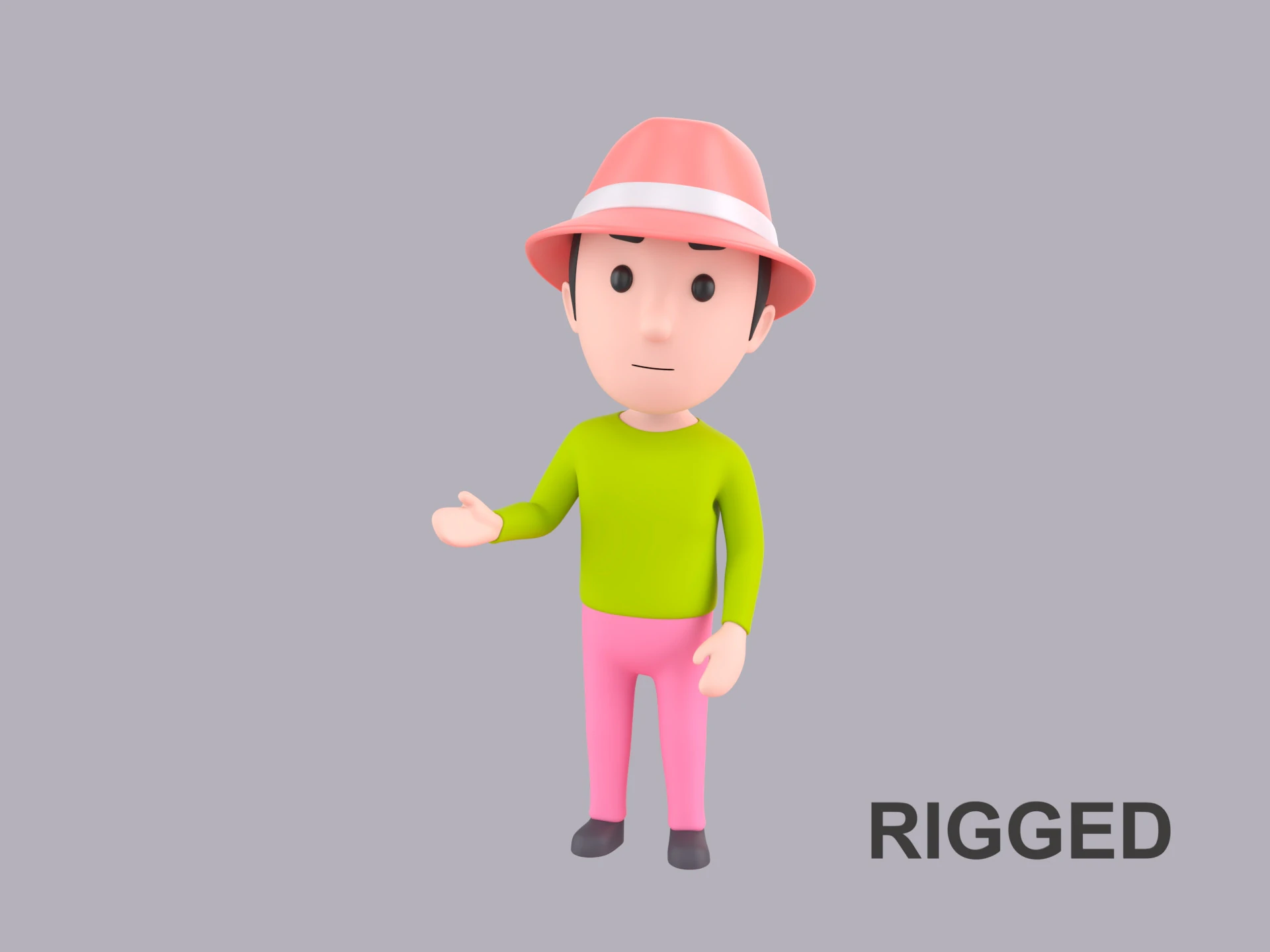 Cartoon Male Character Rigged 097 3D Model .c4d .max .obj .3ds .fbx .stl .blend 