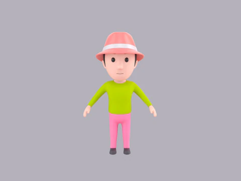 Cartoon Male Character Rigged 097 3D Model