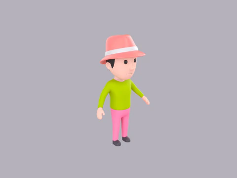 Cartoon Male Character Rigged 097 3D Model