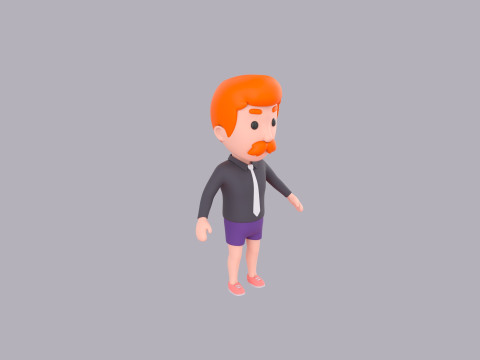 Cartoon Male Character Rigged 098 3D Модель