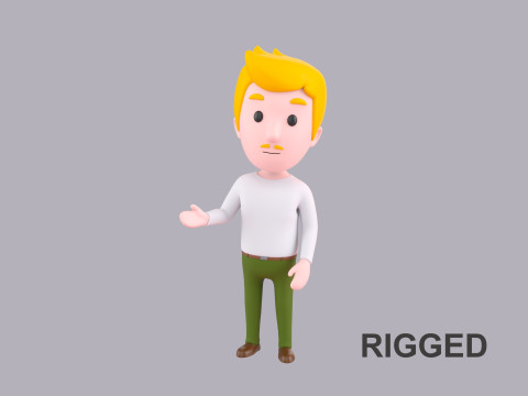 Cartoon Male Character Rigged 099 3D Model