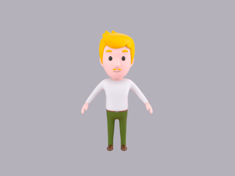 Cartoon Male Character Rigged 099 3D Модель