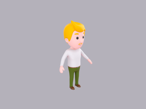 Cartoon Male Character Rigged 099 3D Модель