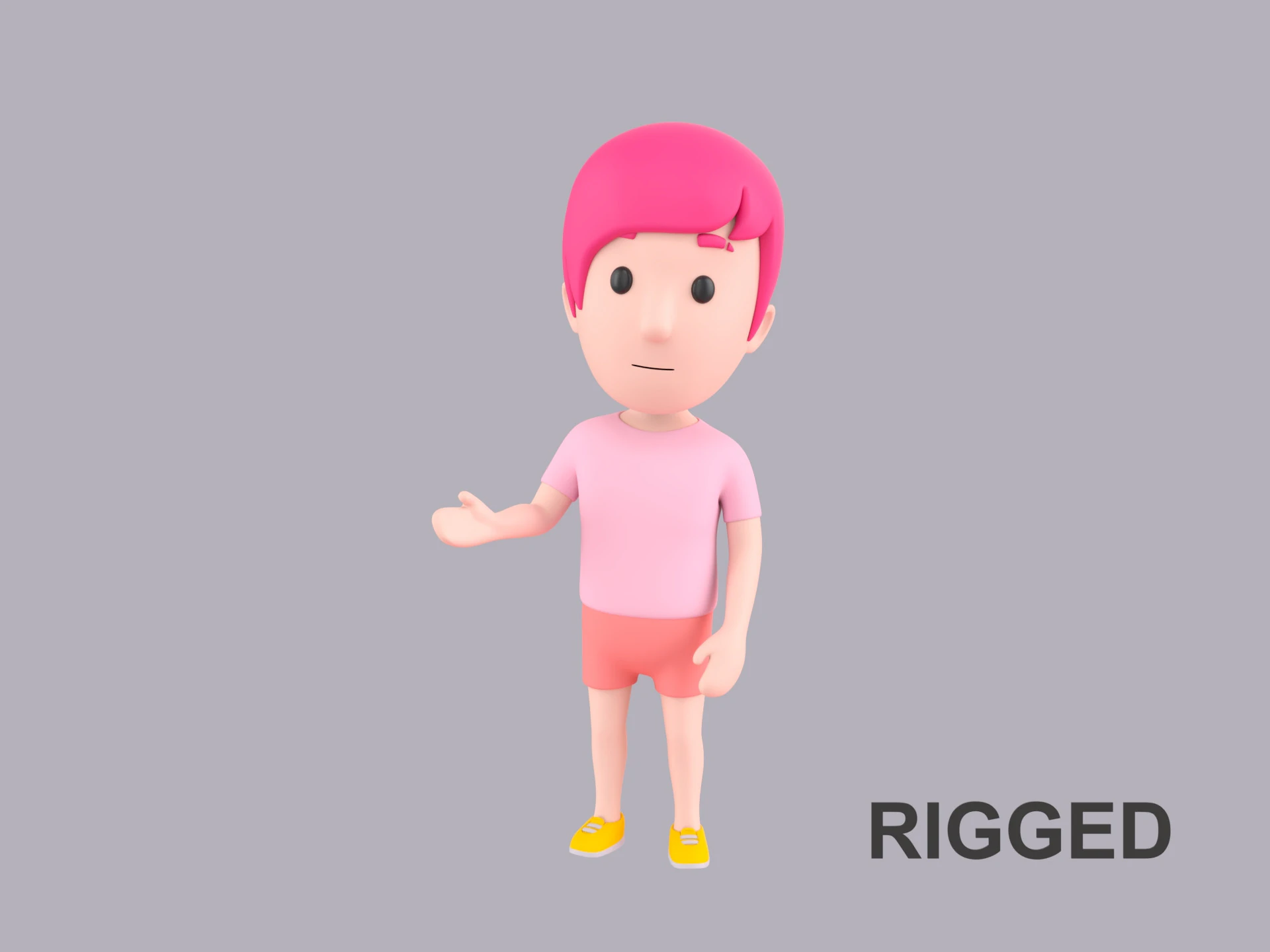 Cartoon Male Character Rigged 100 3D Model .c4d .max .obj .3ds .fbx .stl .blend 