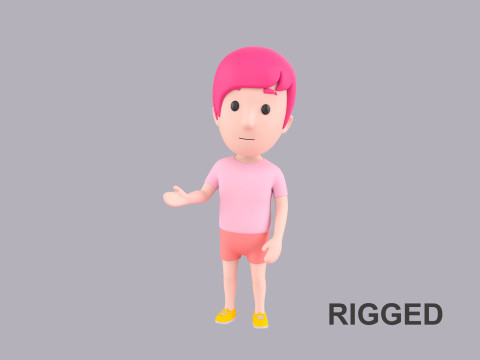 Cartoon Male Character Rigged 100 3D Model