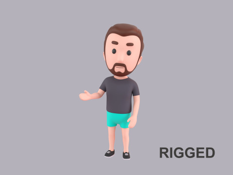 Cartoon Male Character Rigged 101 3D Model