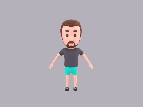 Cartoon Male Character Rigged 101 3D Модель