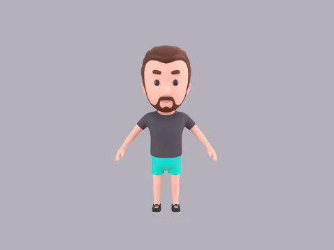 Cartoon Male Character Rigged 101 3D Model