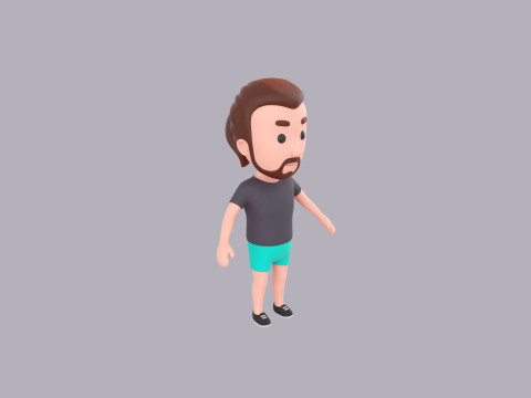 Cartoon Male Character Rigged 101 3D Модель