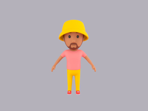 Cartoon Male Character Rigged 103 3D Model