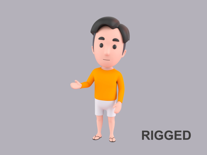 Cartoon Male Character Rigged 105 3D 模型 .c4d .max .obj .3ds .fbx .stl .blend