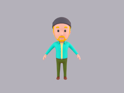 Cartoon Male Character Rigged 107 3D Model
