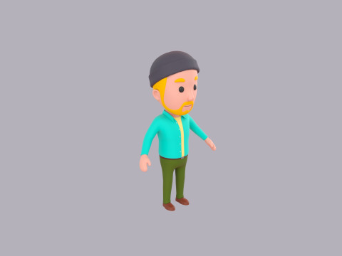 Cartoon Male Character Rigged 107 3D Model