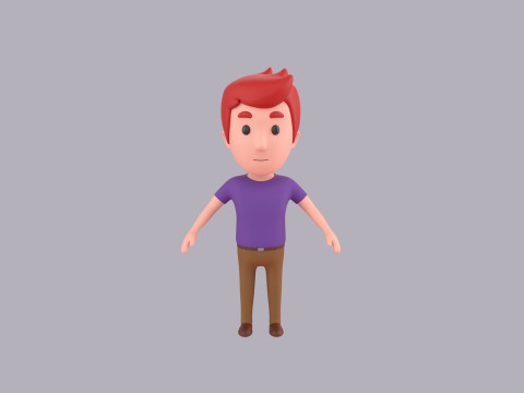 Cartoon Male Character Rigged 108 Model 3D