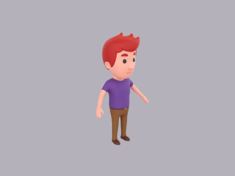 Cartoon Male Character Rigged 108 Model 3D