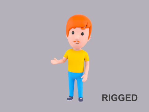 漫画の男性キャラクターが装備されています 109 3Dモデル