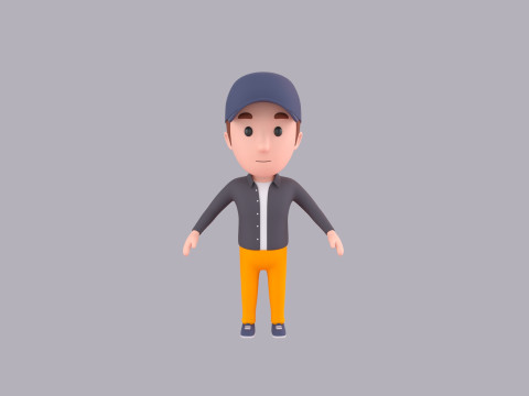 Cartoon Male Character Rigged 111 3D Model