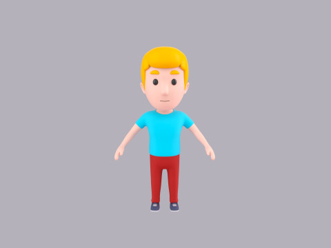 Cartoon Male Character Rigged 112 3D Модель