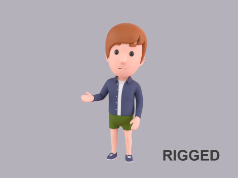 Cartoon Male Character Rigged 115 3D Model