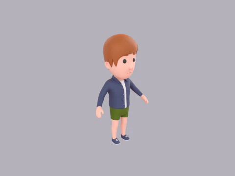 Cartoon Male Character Rigged 115 3D Model