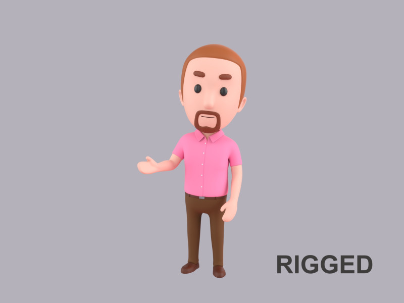 Cartoon Male Character Rigged 117 3D Model .c4d .max .obj .3ds .fbx .stl .blend 