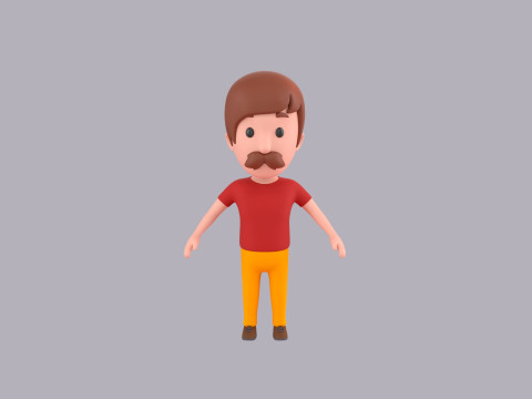 Cartoon Male Character Rigged 119 3D Модель